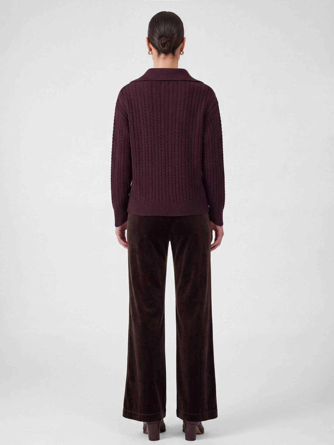 Current Air - Open Collar Pullover Cable Knit Sweater