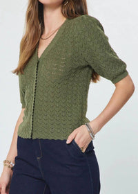Current Air - Puff Sleeve Scalloped Edge Top