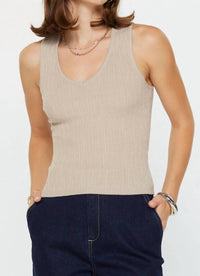 Current Air - Ribbed Cardigan With Tank Set