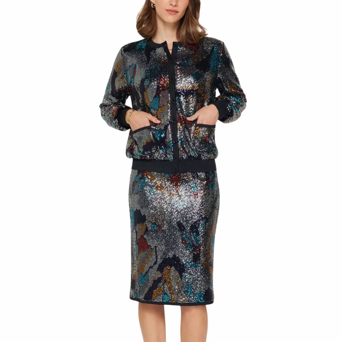 Current Air - Ribbed Hem Metallic Skirt