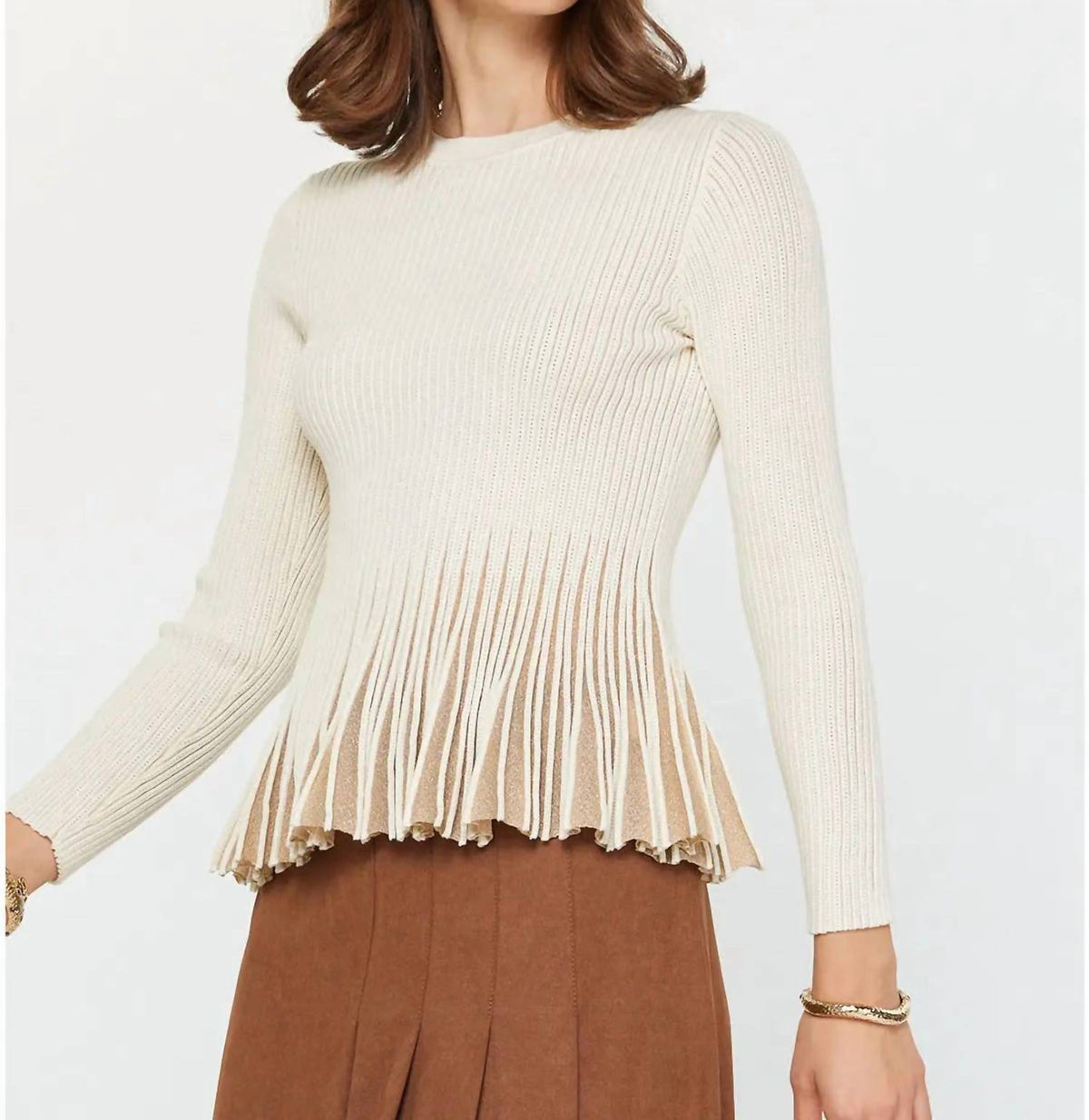 Current Air - Shimmer Fitted Ribbed Sweater
