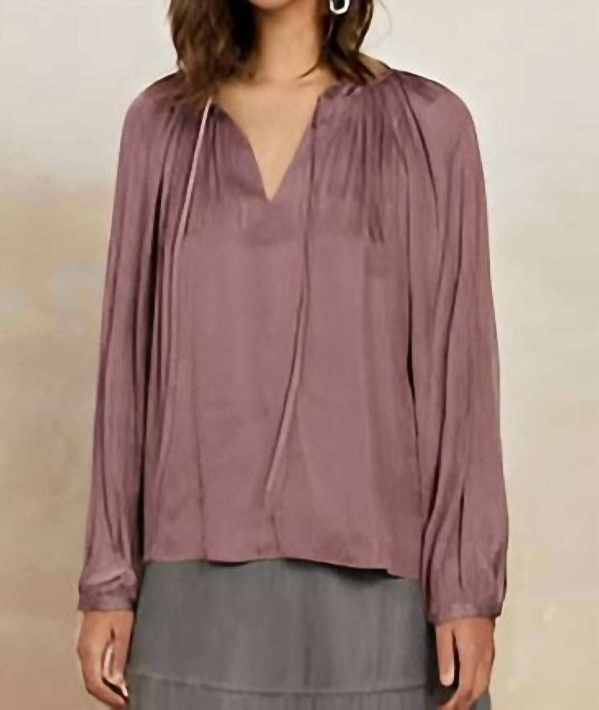 Current Air - Split Neck Long Sleeve Top