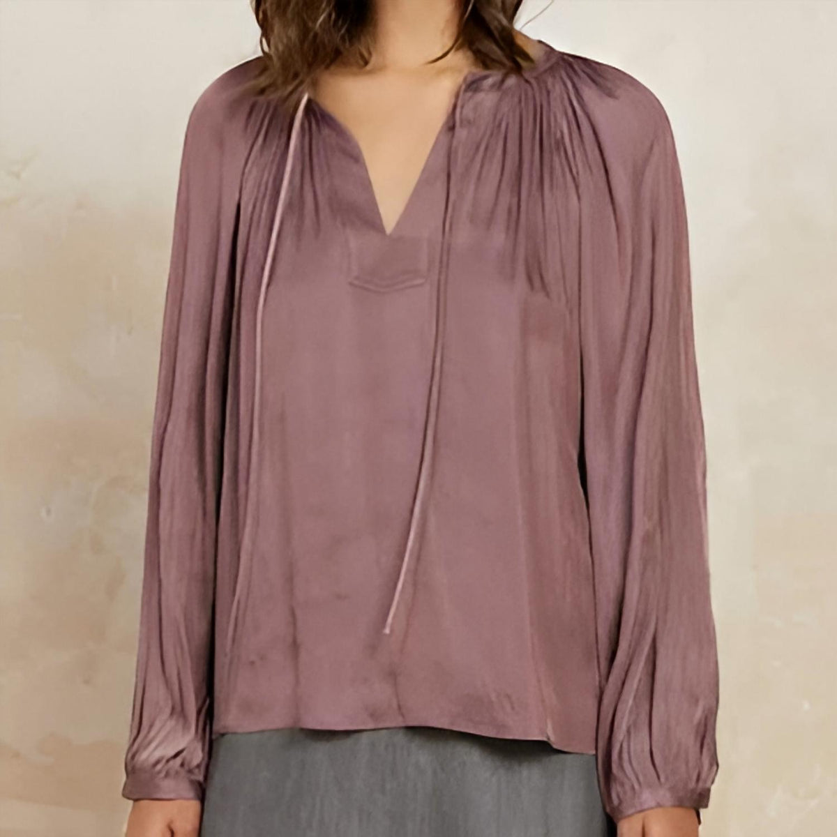 Current Air - Split Neck Long Sleeve Top