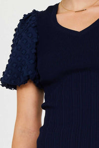 Current Air - Sweet Alhambra Puff Sleeve Top - blouses - blue - clothing