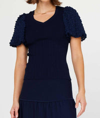 Current Air - Sweet Alhambra Puff Sleeve Top - blouses - blue - clothing