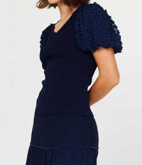 Current Air - Sweet Alhambra Puff Sleeve Top - blouses - blue - clothing