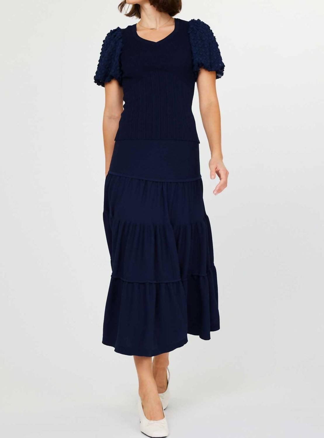 Current Air - Sweet Alhambra Puff Sleeve Top - blouses - blue - clothing