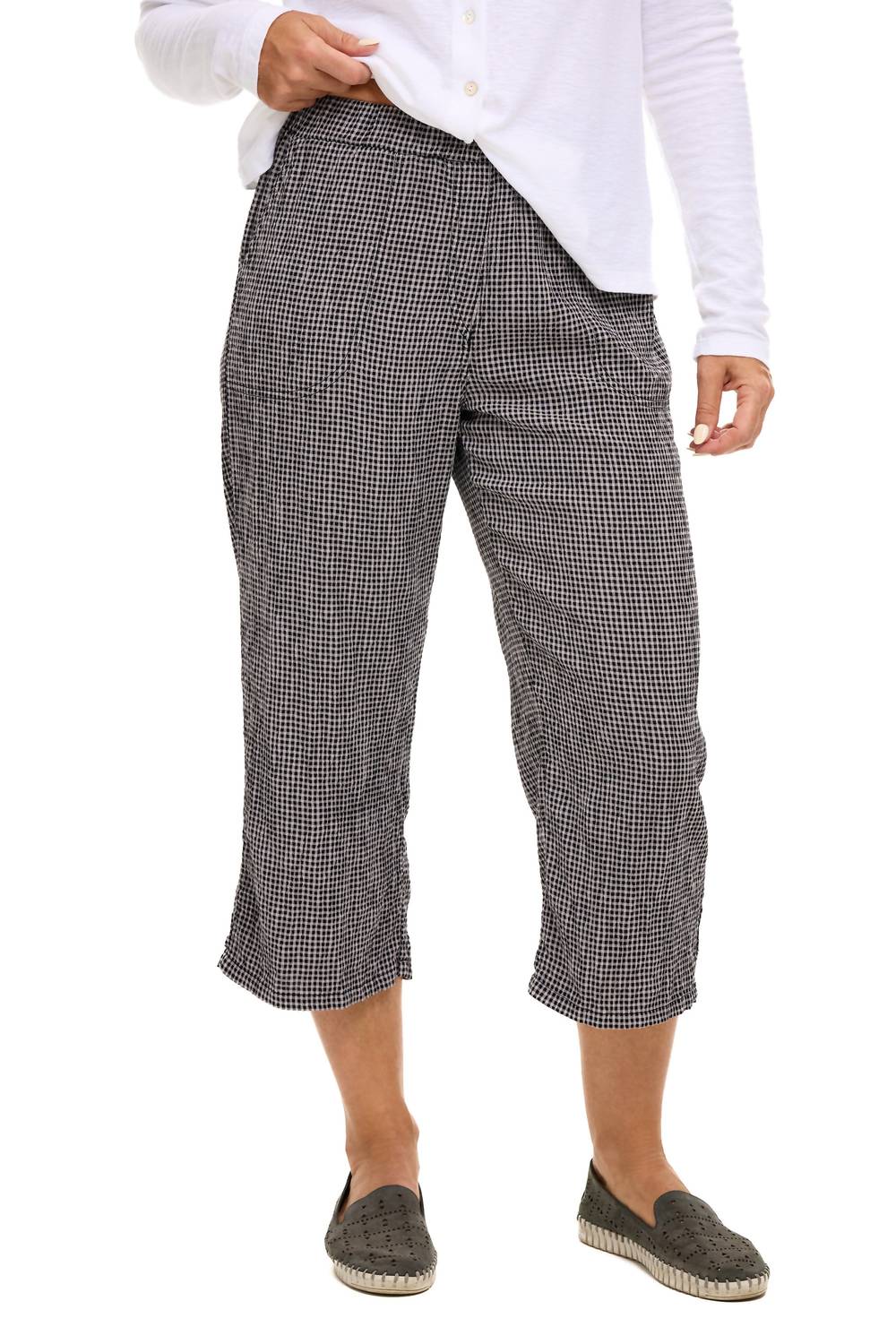 Cut Loose - Crinkle Check Easy Crop Pant