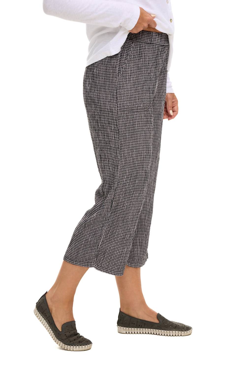 Cut Loose - Crinkle Check Easy Crop Pant