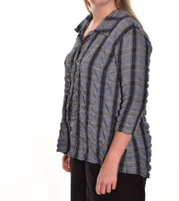 Cut Loose - Crinkle Plaid Hi - low Shirt - black - button - down - shirts - clothing