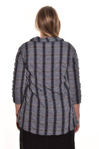 Cut Loose - Crinkle Plaid Hi - low Shirt - black - button - down - shirts - clothing