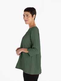 Cut Loose - Parachute 3/4 Sleeve Vent Top - blouses - clothing - green