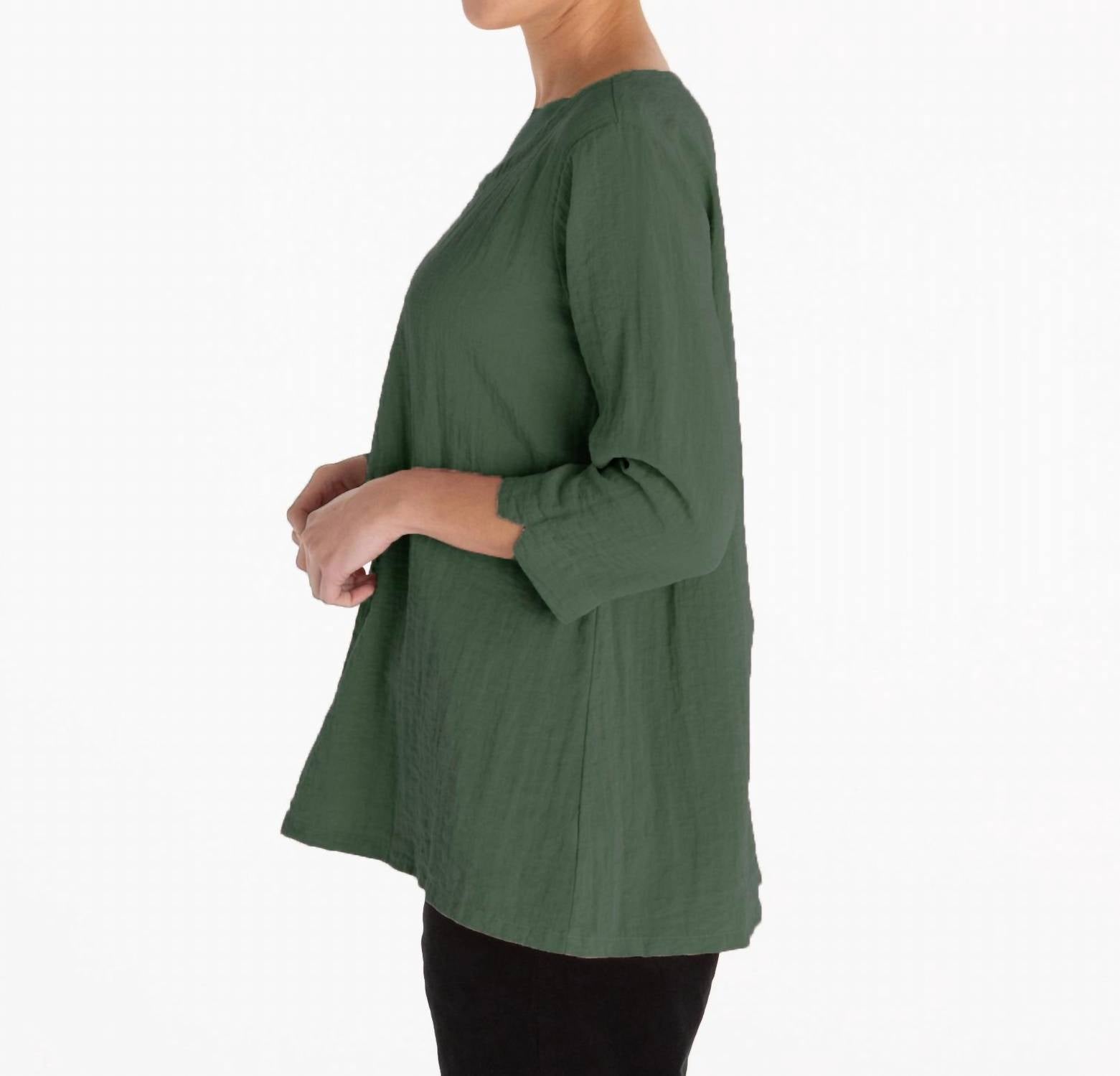 Cut Loose - Parachute 3/4 Sleeve Vent Top - blouses - clothing - green