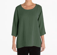 Cut Loose - Parachute 3/4 Sleeve Vent Top - blouses - clothing - green