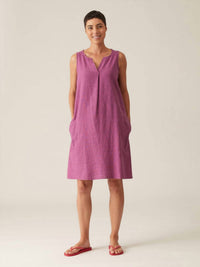 Cut Loose - Split Neck Dress - clothing - dresses - linen - blend