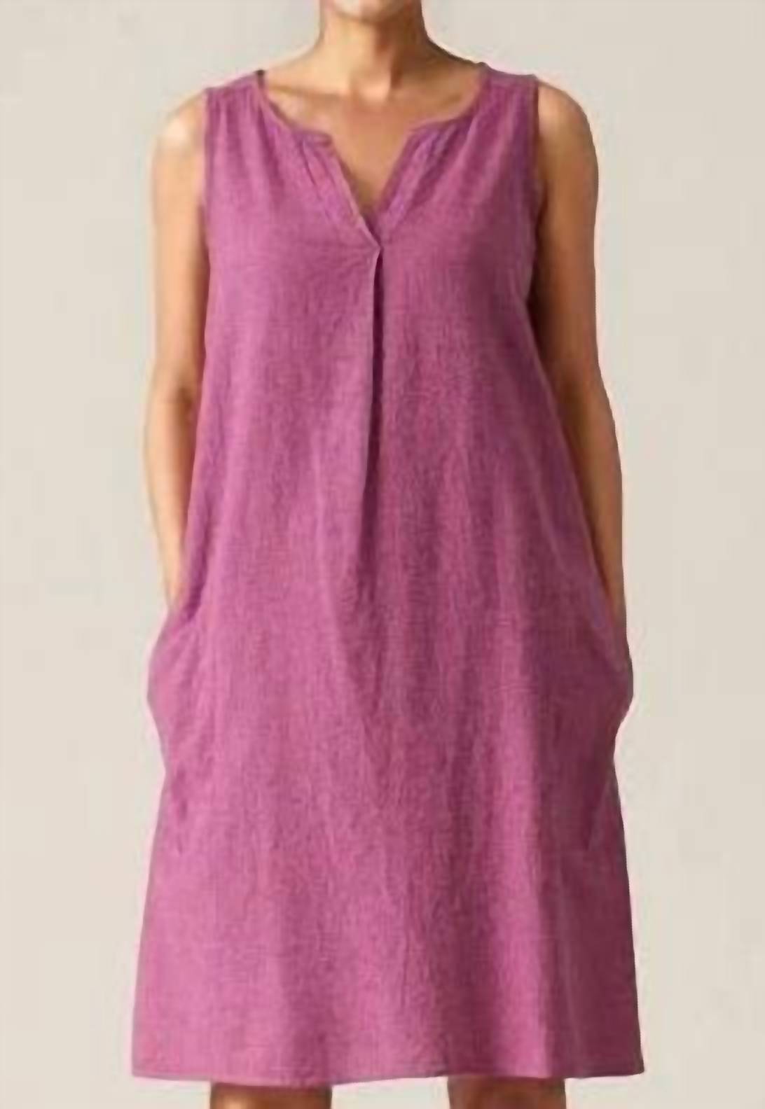 Cut Loose - Split Neck Dress - clothing - dresses - linen - blend