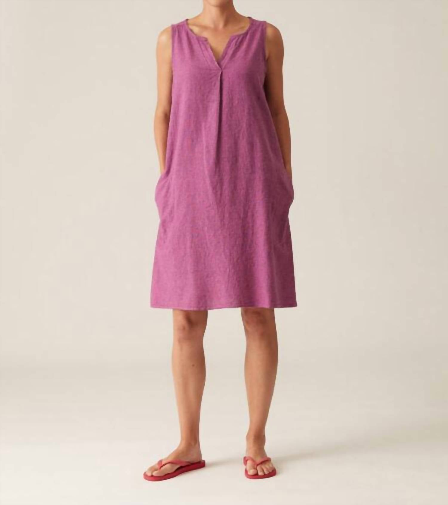 Cut Loose - Split Neck Dress - clothing - dresses - linen - blend