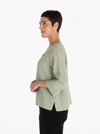 Cut Loose - V - neck Vent Top - clothing - green - rayon