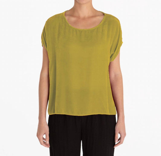 Cut Loose - Velvet Short Sleeve Hi Lo Top - clothing - green - rayon
