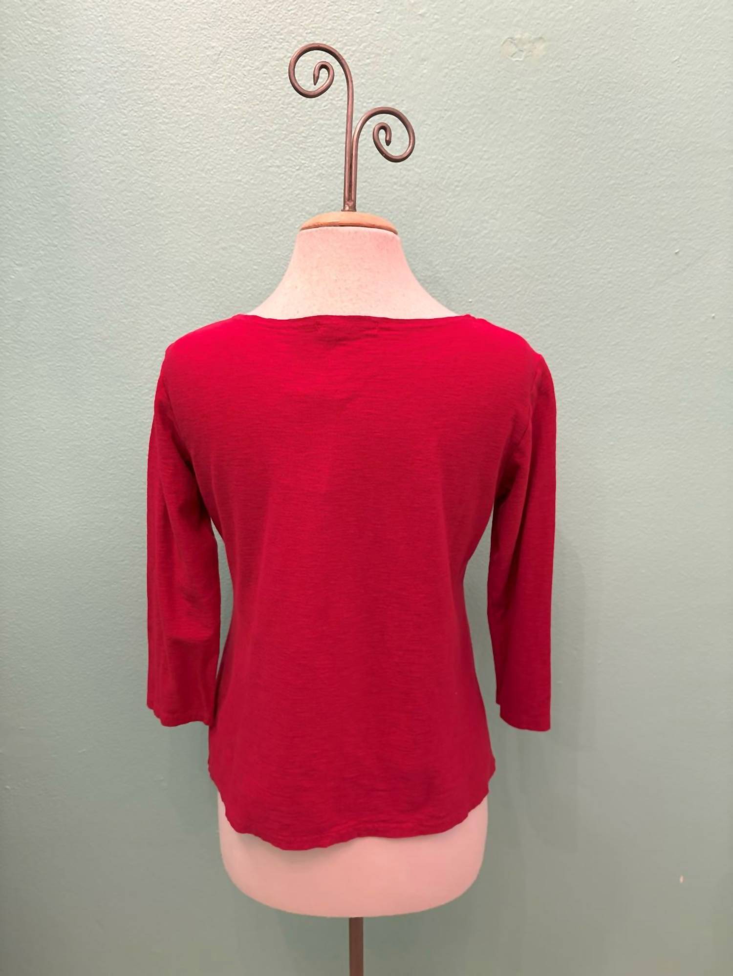 Cut Loose - Women's 3/4 Sleeve Boatneck Top - clothing - cotton - blend - red