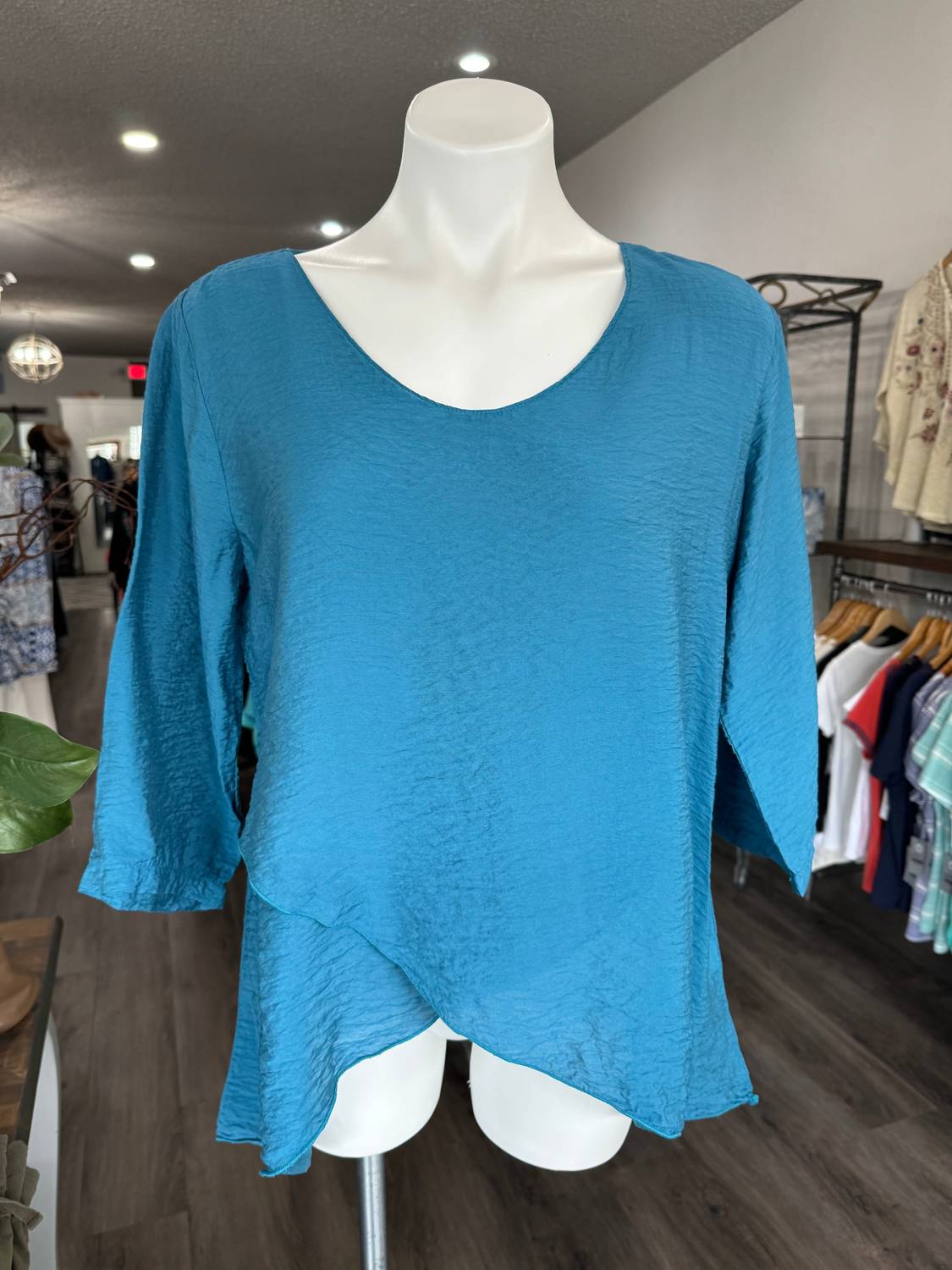 Cut Loose - Women's Double Layer V - neck Top - blouses - blue - clothing