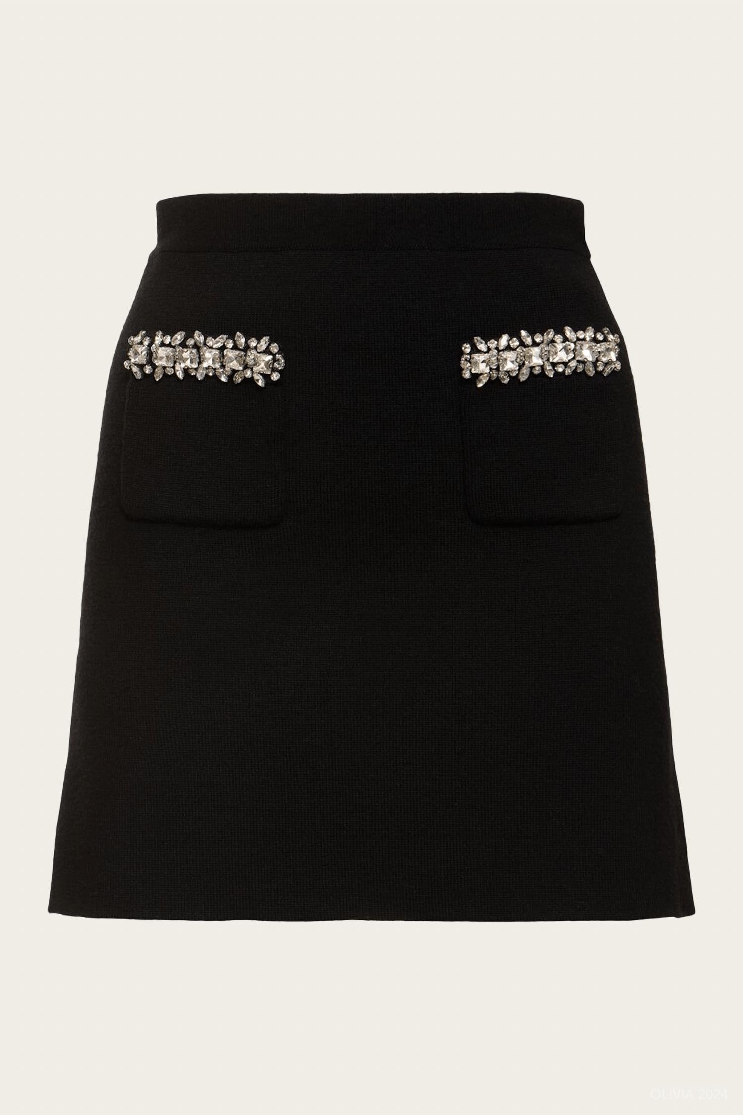 Self-Portrait - Knit Embellished Mini Skirt