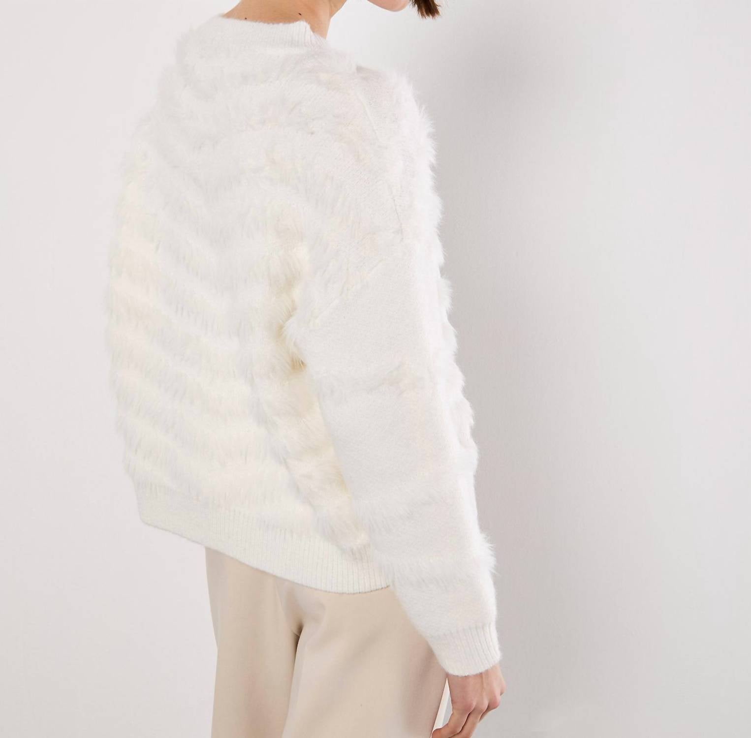 Apricot - Fluffy Stripe Jumper Sweater