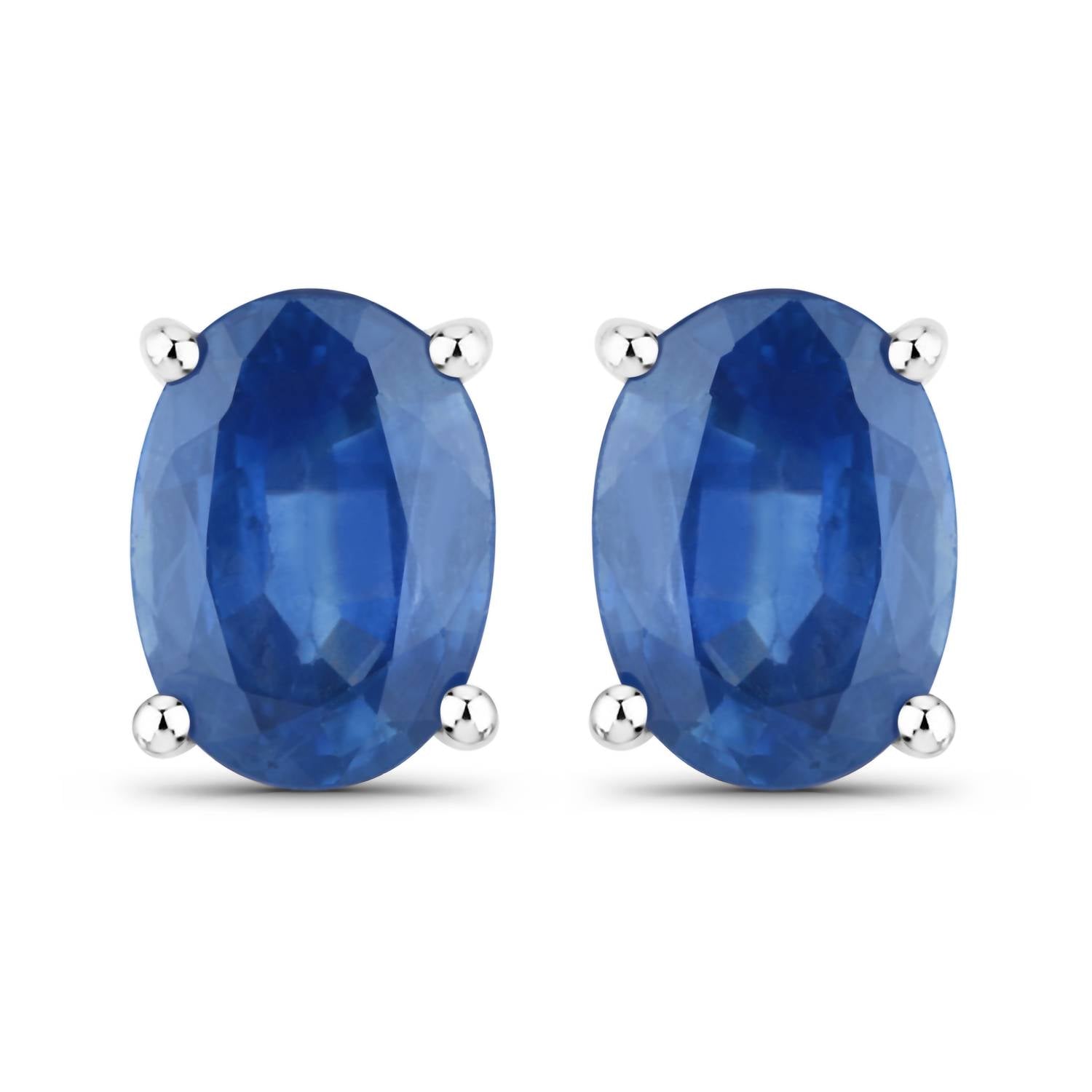 Diana M Jewels Women's Oval Natural Sapphire Stud Earrings (1.90 Ct) - Classic in 14k white gold - women's jewelry