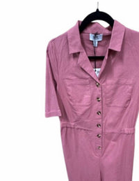 Myra Women's Collared Romper in mauve - women's pants - detail view