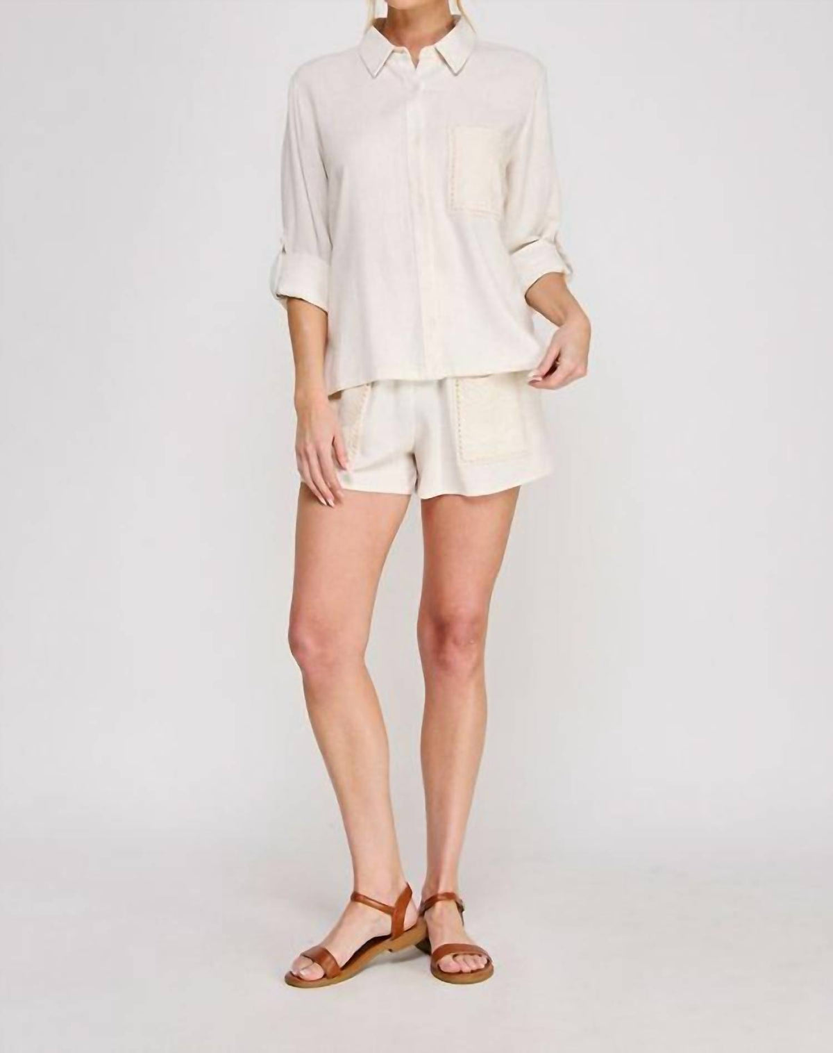 Allie Rose - Button Down Textured Top