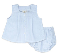 Lullaby Set Girls Jack Diaper Set in blue summer seersucker - item