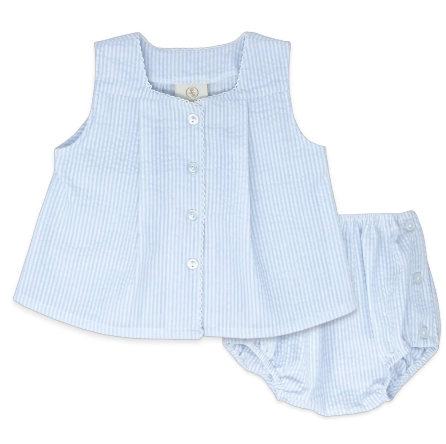 Lullaby Set Girls Jack Diaper Set in blue summer seersucker - item