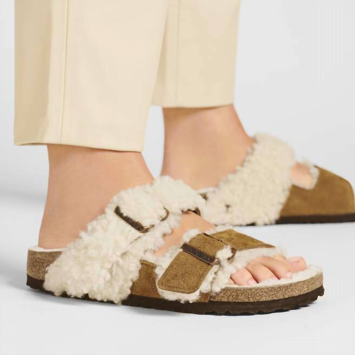 Birkenstock - Women's Arizona Split Teddy Parts River Logo Slippers