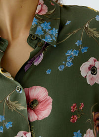 Oui Garden Floral Blouse in khaki red - women's blouse - view 4