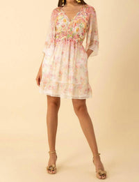 HALE BOB Washed chiffon dress in pink multi - women's dress
