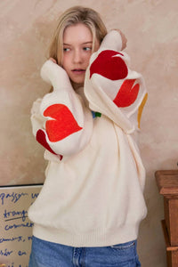 Mello - Rainbow Heart Shaped Patch Sweater