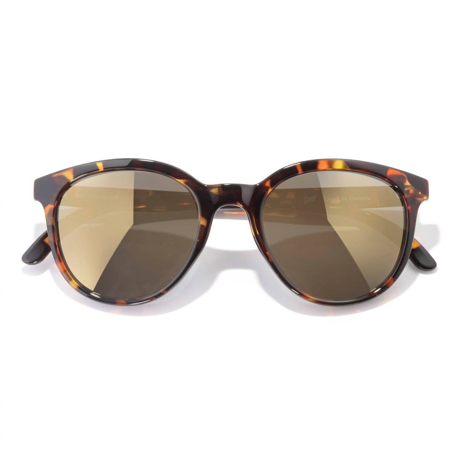 Sunski Women's Makani Round Sunglasses in tortoise flash gold - women's accessory - detail view