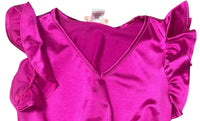 Stoopher & Boots - Smocked Hem Satin Top with Flutter Sleeve