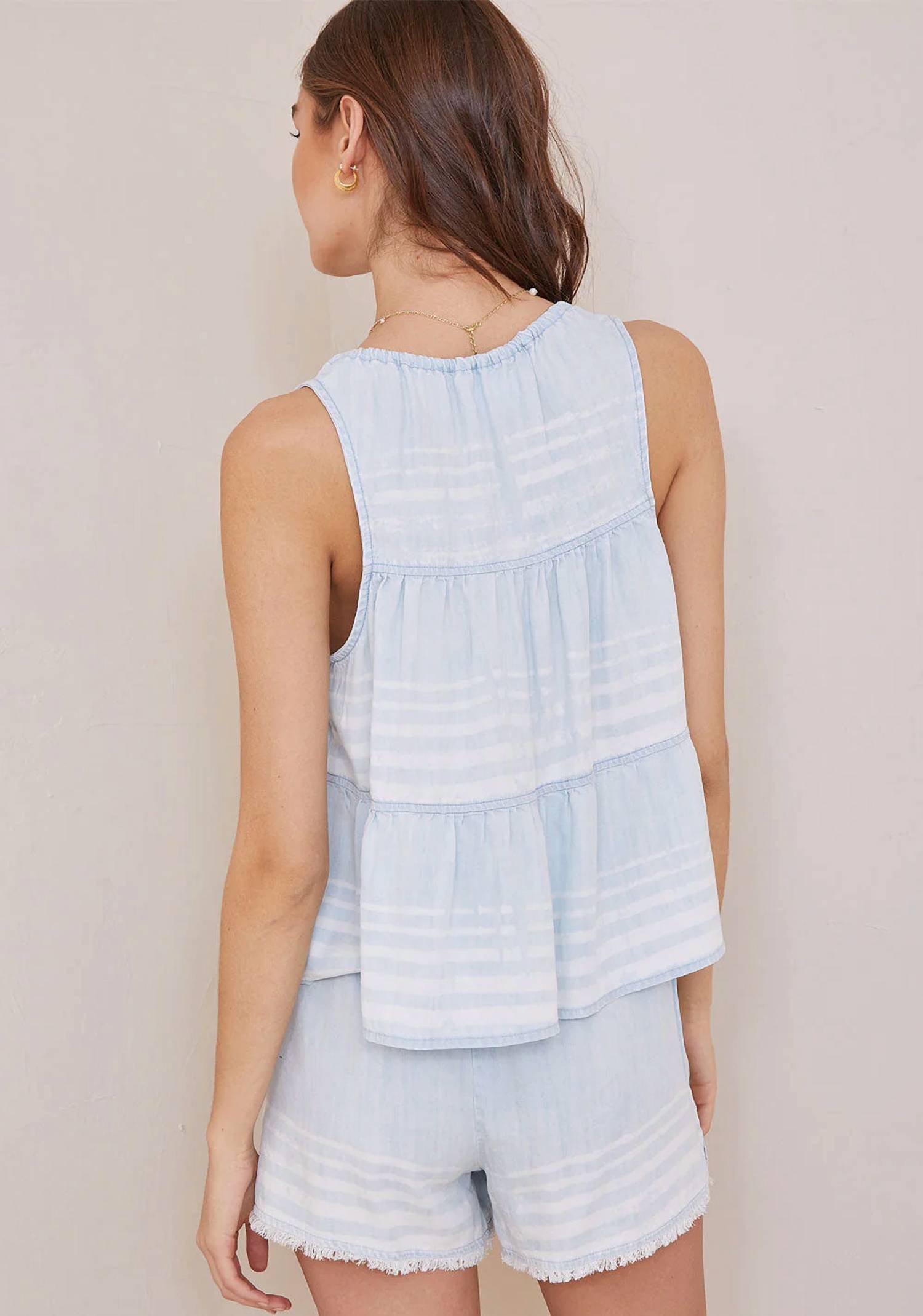 Bella Dahl - Tiered Tie Neck Tank Top