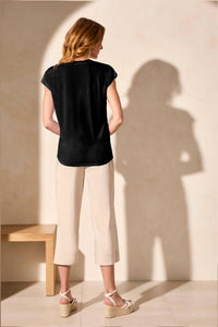 Tribal - Cap Sleeve V-neck Top