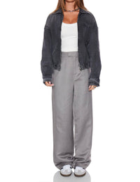WithBlack Jackie Denim Bomber Jacket in gray - women's jacket - detail view