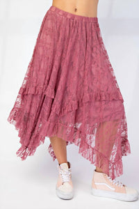 Easel - Alana All Over Lace Sharkbite Maxi Skirt