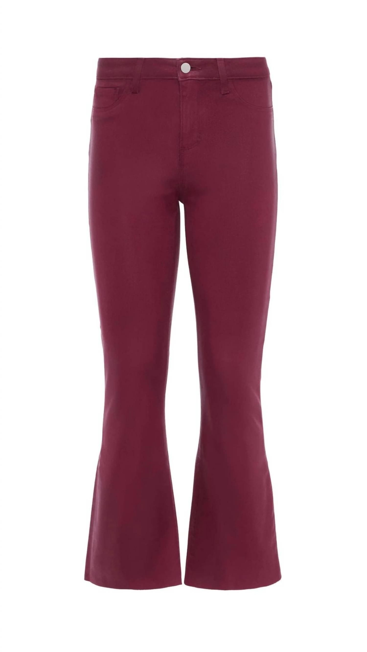L'Agence Kendra Coated Cropped Flare Jean in dark port - women's jeans - view 4