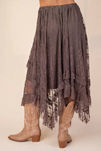 Easel - Alana All Over Lace Sharkbite Maxi Skirt