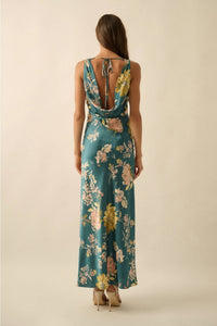 Promesa - Claudia Floral Satin Cowl Back Maxi Dress