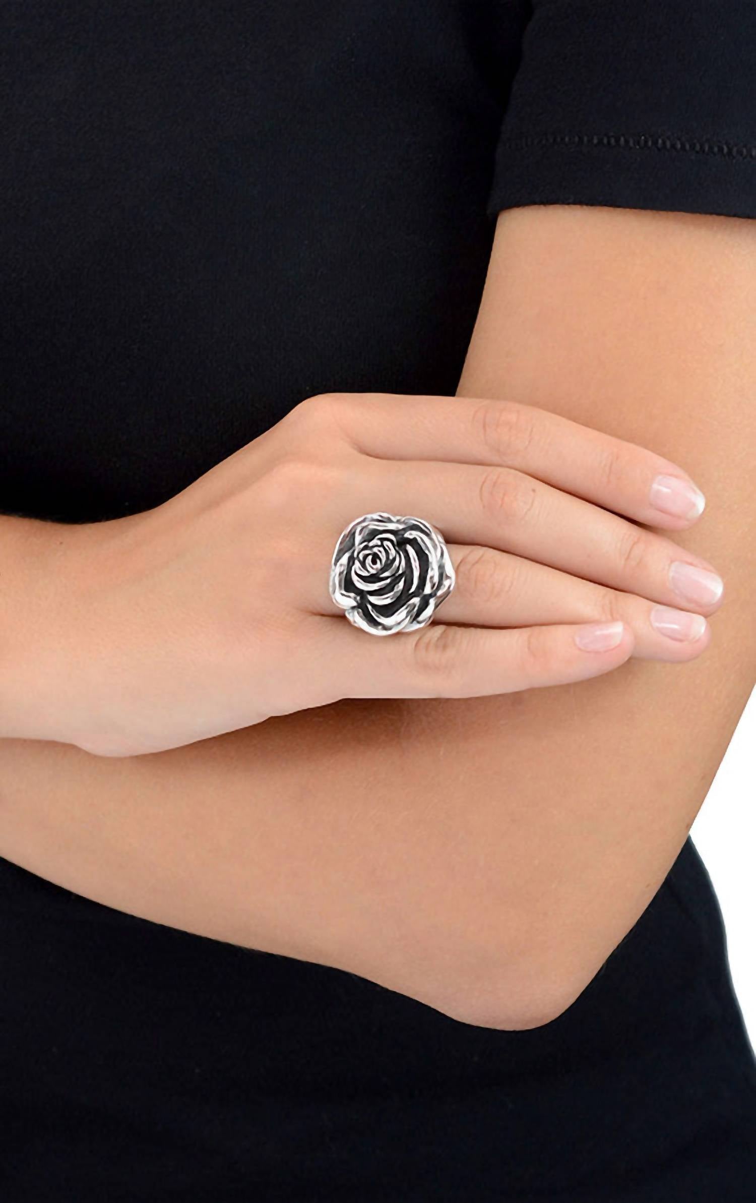 King Baby Studio Women's Rose Ring in silver - women's jewelry - view 4