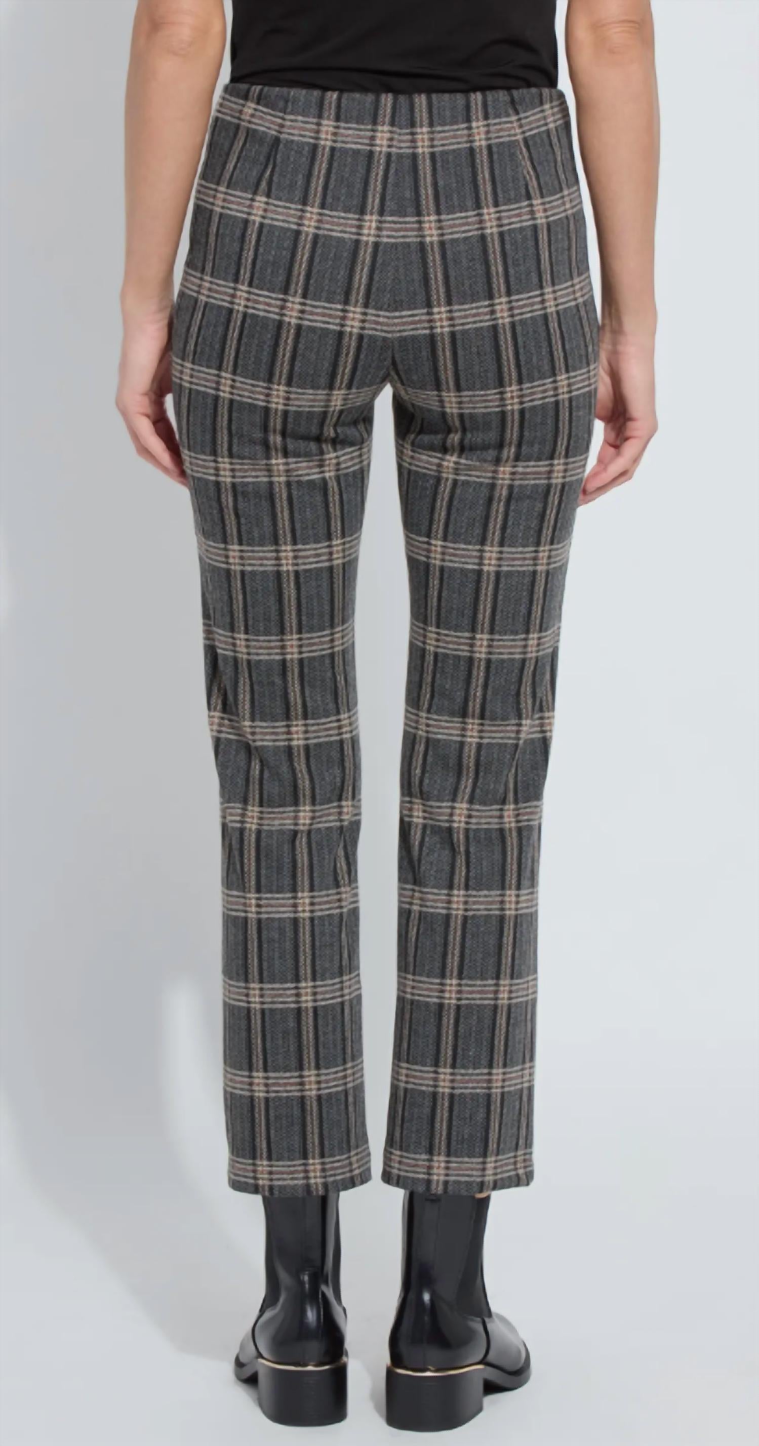 Lysse Women's Ankle Elysse Pant in equestrian plaid - women's pants - detail view