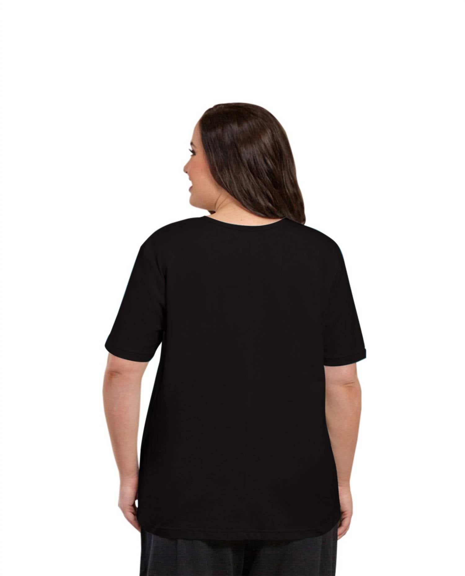 On The Plus Side - Jersey U-Neck Short Sleeve Tee - Plus