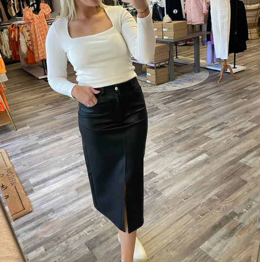 Ellison - Leather Midi Skirt