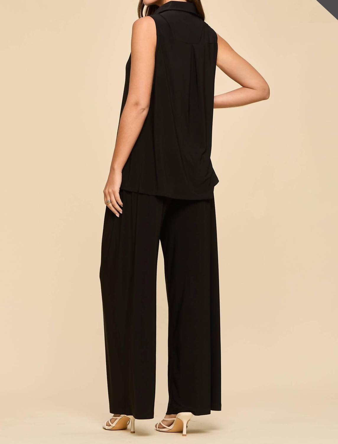 Dear Scarlett Two-piece Tank And Pants Resort Wear Set - Plus in black - women's sleepwear - alternate view